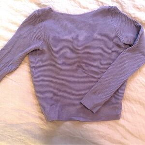 Lavender Ribbed Crop Sweater with Twist Back